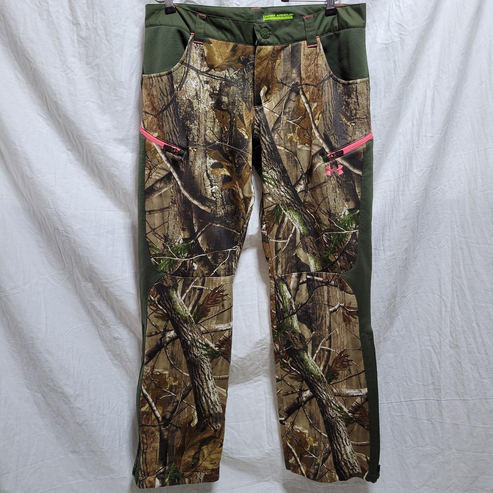 Under Armour Pants Women Sz 12 Realtree Camo Storm Scent Control Hunting Outdoor